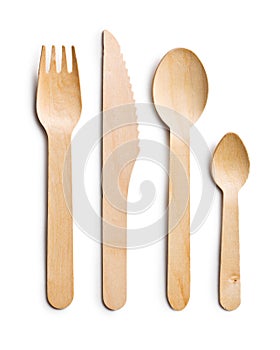 Set of wooden cutlery