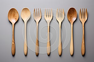 Set of wooden forks and knives