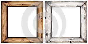 Set of wooden frames isolated on white