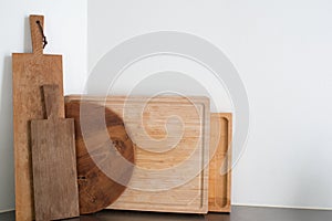 Set of wooden kitchen cutting boards