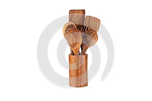 Set of wooden kitchen utensils