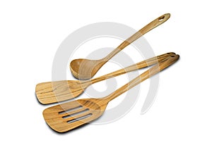 Set of wooden ladle is a kitchenware bigger than a spoon