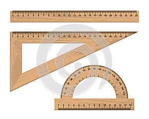 Set of wooden ruler instruments vector illustration