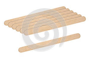 Set of wooden spatulas for shugaring isolated on a white background.