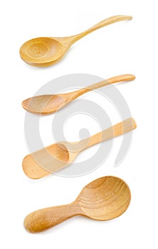 Set of Wooden spoon isolated.