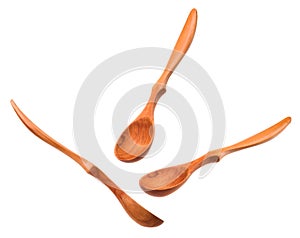 Set of wooden spoon isolated on a white background