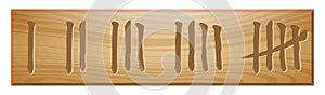 set of wooden tally mark count lines isolated. Eps.