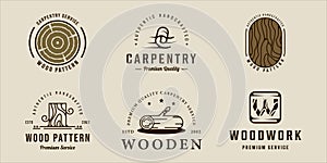 set of woodwork carpentry logo vector vintage illustration template icon graphic design. bundle collection of various handcrafted