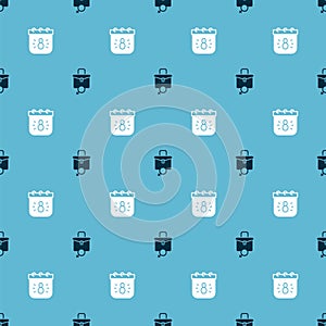 Set Work for female and Calendar with 8 March on seamless pattern. Vector