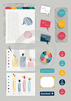 Set of work office web layout elements.