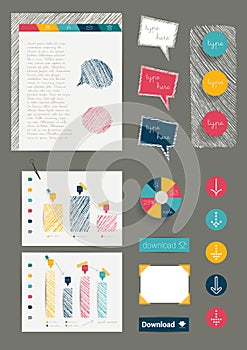 Set of work office web layout elements.