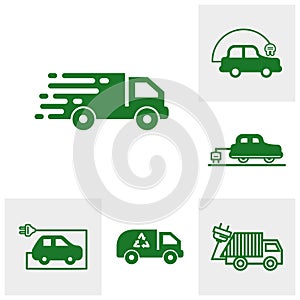 Set of World environment icons Logo Concepts. World Ecology vector for web. Eco Vector Line Icons. Icons Electric Car, Global