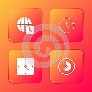 Set World time, Clock, and icon. Vector