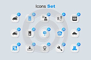 Set Wrench spanner, Taxi mobile app, Infographic of city map, car, Location taxi and Road sign for stand icon. Vector