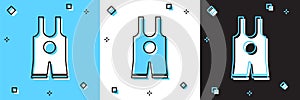 Set Wrestling singlet icon isolated on blue and white, black background. Wrestling tricot. Vector