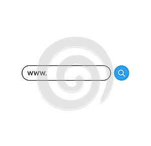 Set www search bar icons. Vector illustration isolated on white background. www search bar icon for web site, app, ui