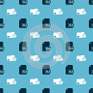 Set XLS file document and Delete folder on seamless pattern. Vector