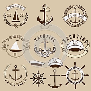 Set of the yachting labels and design elements