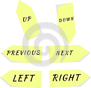 Set of yellow arrows vectors with text