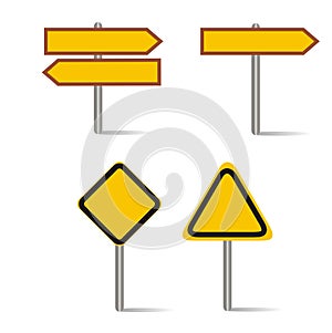 Set of yellow blank road sign vector collection