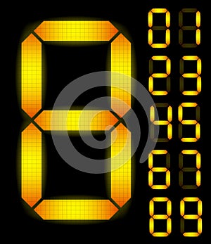 Set of yellow digital numbers