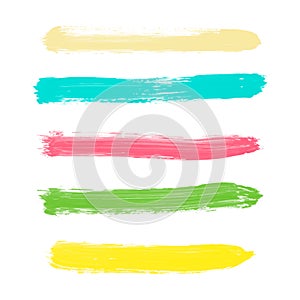 Set of yellow, green, turquoise, pink watercolor stripes