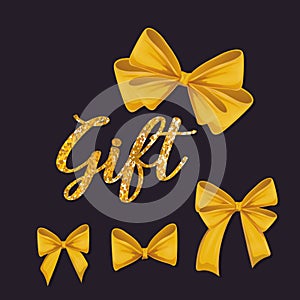 Set of yellow ribbons bowties decoration