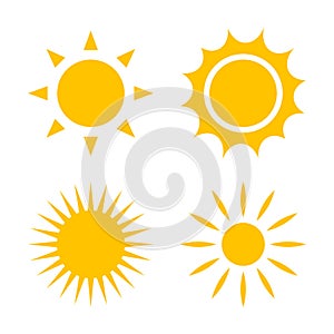 Set of yellow vector sun icons