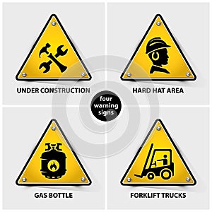 Set of yellow warning symbols