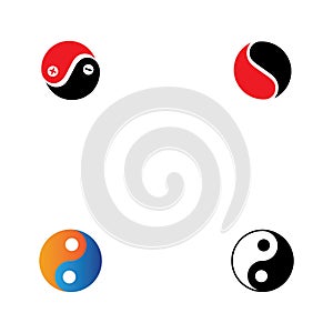 Set of Yin Yang Simbol Flat