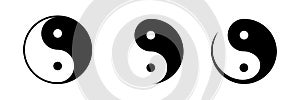 Set of yin and yang symbols. Vector illustration.