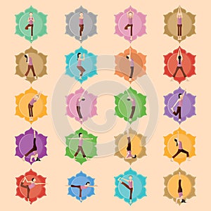 set of yoga icons. Vector illustration decorative design