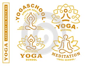 Set yoga logos - vector illustration, emblem on white background