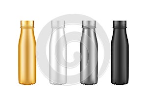 Set of yogurt plastic bottle mockups - gold, silver, black, white