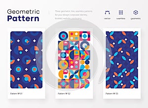 Set of youth vector geometric covers. Collection of cool vintage covers. Abstract shapes compositions. Geometry pattern with simpl