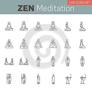 Zen Meditation Line Icon Set photo