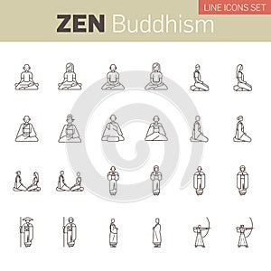 Zen Buddhism Line Icon Set photo