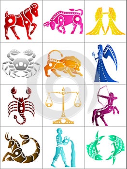 Set of Zodiac or Astrology Symbols