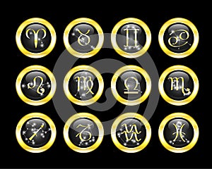 Set of zodiac buttons