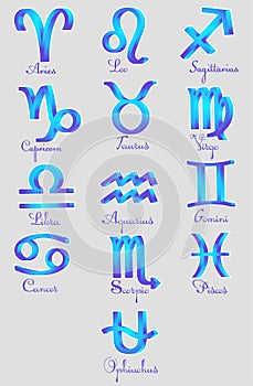 Set of Zodiac sign icons