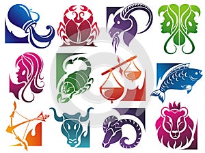 Set of zodiac symbols