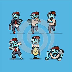 Set of Zombie halloween  Mascot illustration design photo
