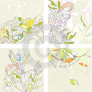 Set1 with floral background photo