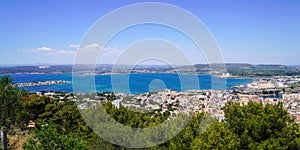 Sete panoramic view from Mont Saint Clair waterfront of city harbor in Languedoc-Roussillon South France