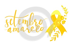 Setembro Amarelo - Yellow Sempteber in Portuguese, Brazillian, suicide prevention month. Hand lettering vector photo