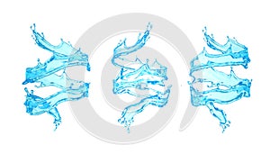 Seth Beautiful clear blue water splash isolated on white background. 3l illustration, 3d rendering