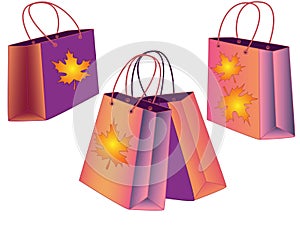 Seth gift bags. Set of autumn shopping bags. photo