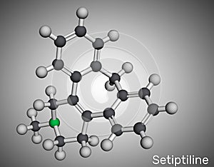 Setiptiline molecule. It is tetracyclic antidepressant TeCA. Molecular model. 3D rendering