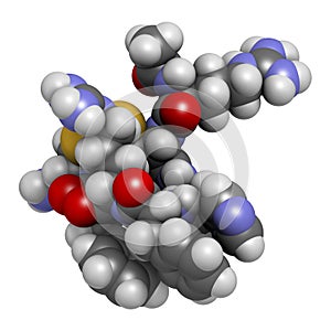 Setmelanotide drug molecule (MC4 receptor agonist). 3D rendering