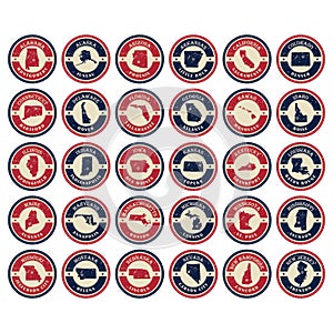 SetofUSAstatemapstamps. Vector illustration decorative design photo